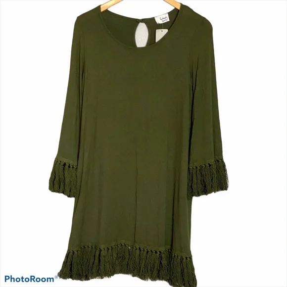 Fantastic Fawn Dresses | Fantastic Fawn Olive Green Fringe Dress Nwt | Color: Green | Size: S | Mbaldwin1405's Closet